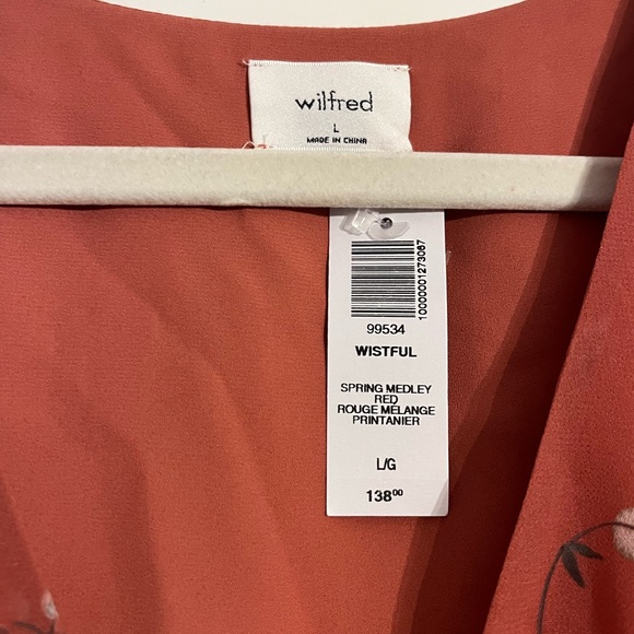 Spring Medley Red Aritzia V Neck Wistful Dress Large Wilfred - Picture 6 of 6